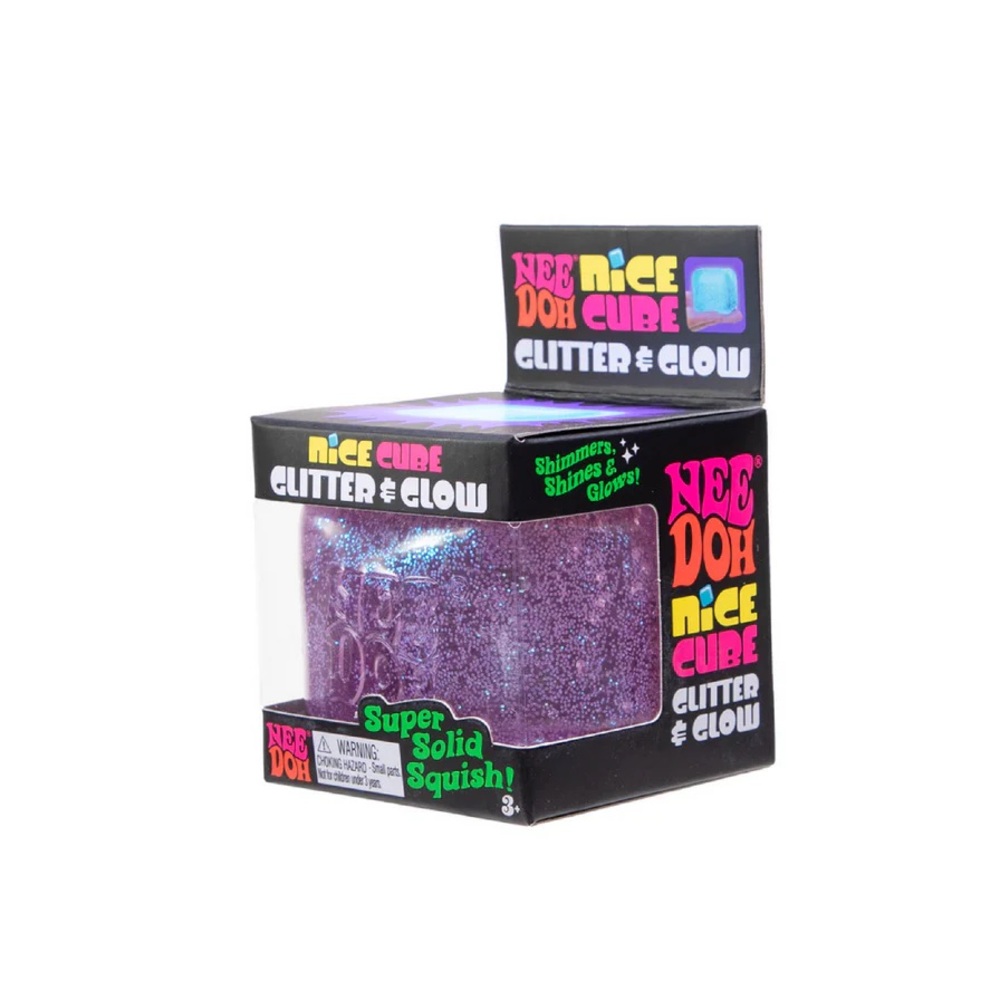 NeeDoh Nice Cube Glitter & Glow Purple Squishy